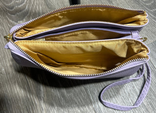 Monogrammable 3 Compartment Crossbody Wristlet Lavender