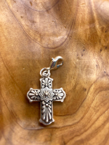 Silver Tone Cross Charm for Necklace or Bracelet