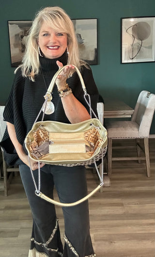 Iridescent Gold Statement Tote Purse