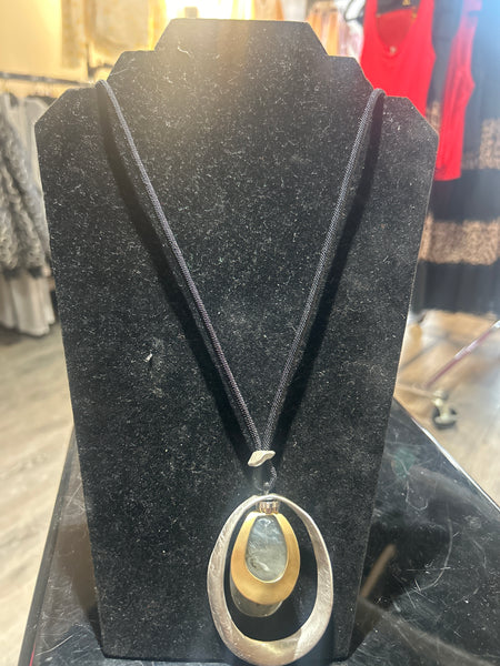 Abstract Silver Gold Ring Necklace