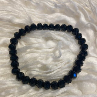Metallic Black Rondelle Stretch Bead Bracelet