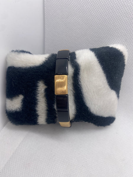Black Gold Tile Stretch Bracelet