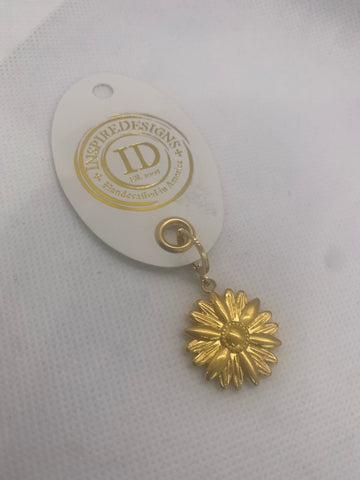 Sunflower Gold Tone Scarf Necklace Charm