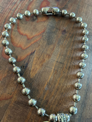 Hammered Heart Gold Tone Statement Necklace