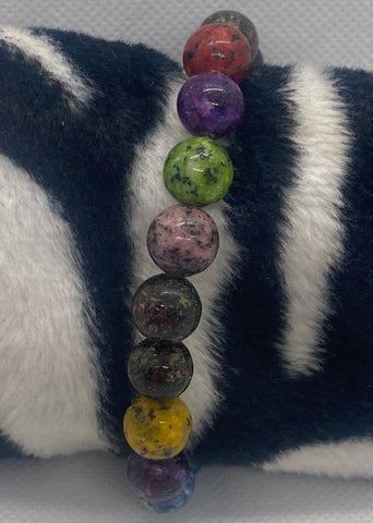 Glass Multi Color Bead Stretch Bracelet