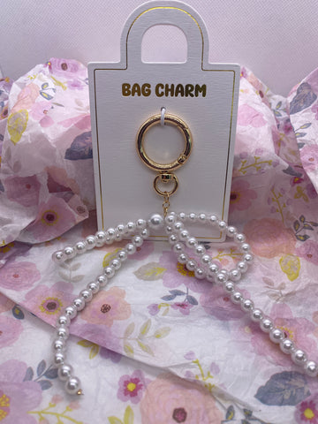 Faux Pearl Bow Handbag Purse Charm