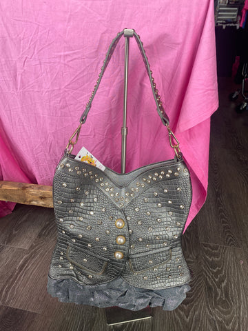Sparkling Corset Design Purse Pewter