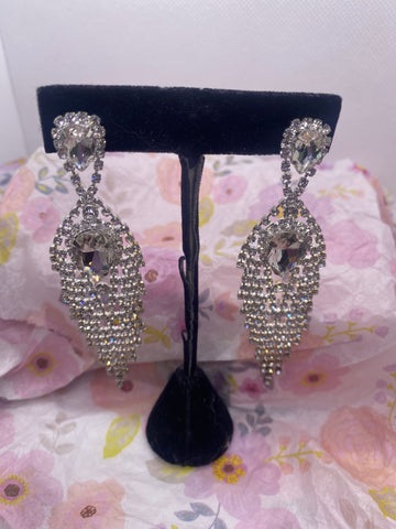 Crystal Mini Rhinestone Dangle Post Earrings