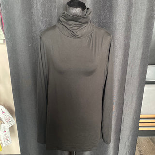 Plus Size Black Microfiber Mock Turtleneck Top