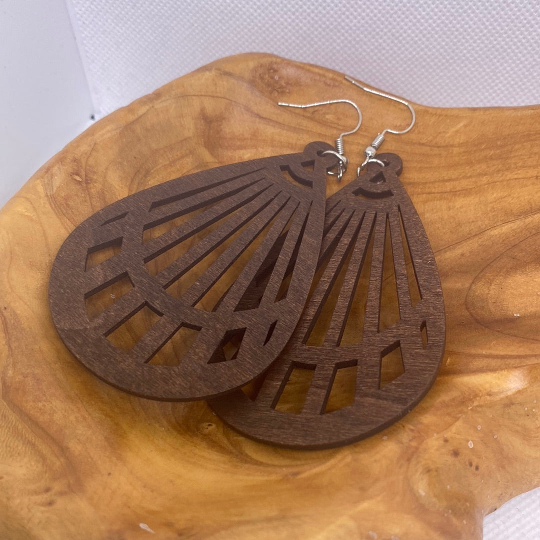 Brown Lightweight Wood Dangle Earrings