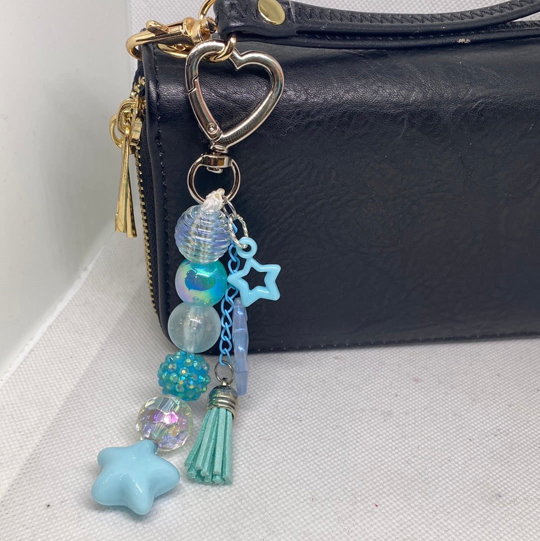 Blue Beaded Tassel Keyring