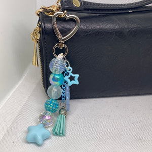 Blue Beaded Tassel Keyring