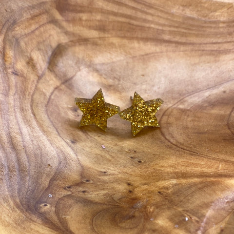 Gold Acrylic Star Post Earrings