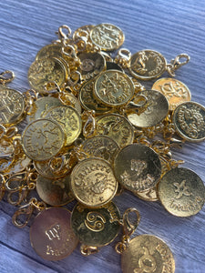 Gold Tone Round Zodiac Sign Charm