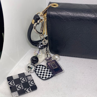 Black White Check Keyring Key Chain