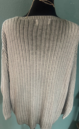 Made in Italy Soft Sage Ribbed V Neck Sweater
