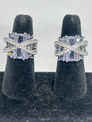 Light Purple Silver Tone Stretch Ring