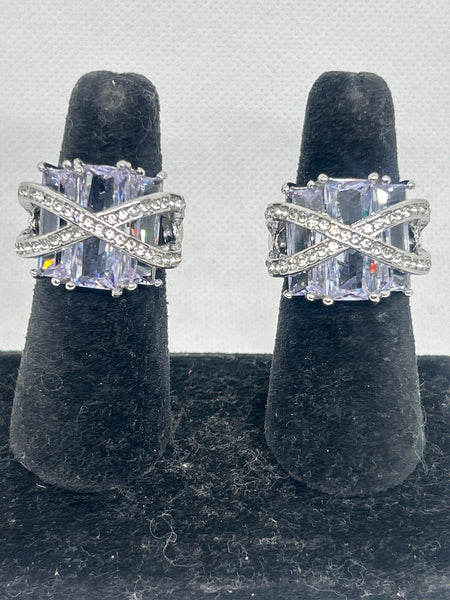 Light Purple Silver Tone Stretch Ring