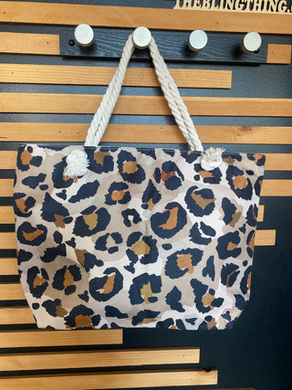 Wild Side Weekender Leopard Print Canvas Tote Beach Bag