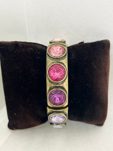 Antique Gold Multi Color Stones Stretch Bracelet