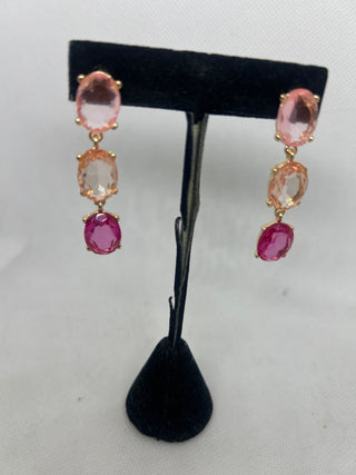 Pink Coral Fuchsia Teardrop Dangle Earrings