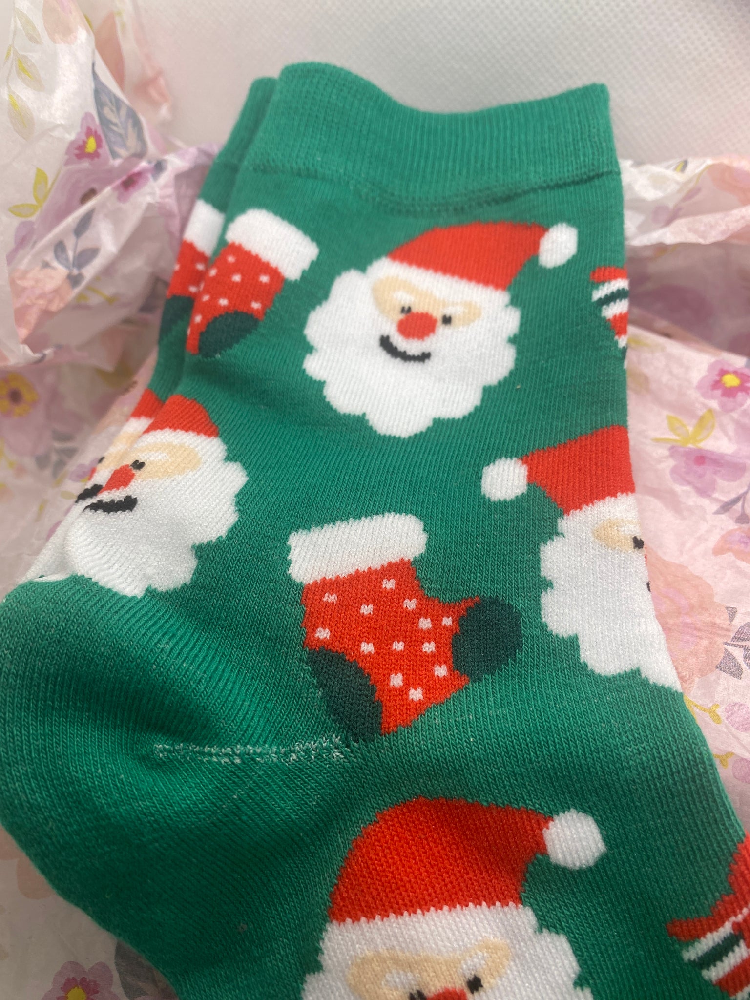 Green Christmas Socks Santa Claus Stocking