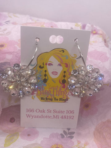 Custom Crystal Rhinestone Button Hoop Earrings