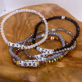Custom Love Crystal Bead Stretch Bracelet Solids