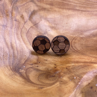 Soccer Balls Wood Post Earrings