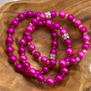 Fuschia Stretch Bead Bracelet
