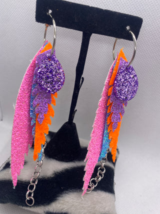 Randans Custom Lightweight Pink Feather Earrings