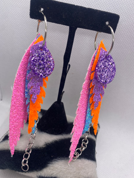 Randans Custom Lightweight Pink Feather Earrings