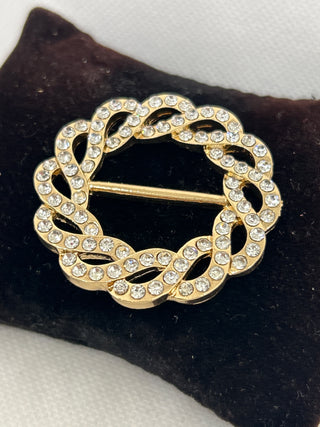 Gold Base Rhinestone  Swirls Rhinestone T Shirt Clip