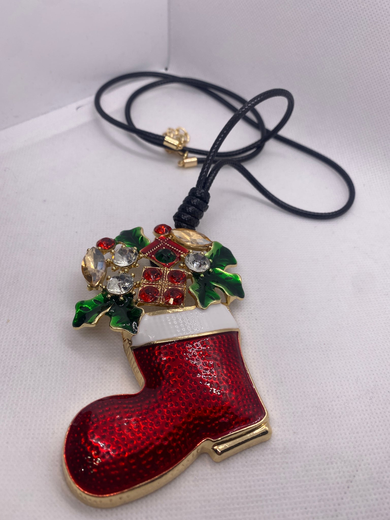 Long Crystal Rhinestone Stocking Necklace