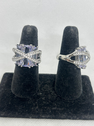 Light Purple Silver Tone Stretch Ring