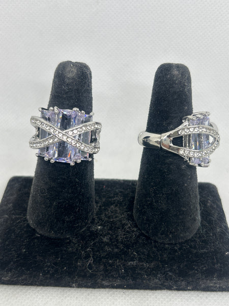 Light Purple Silver Tone Stretch Ring