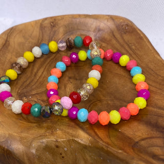 Multi Color Rondelle Bead Stretch Bracelet