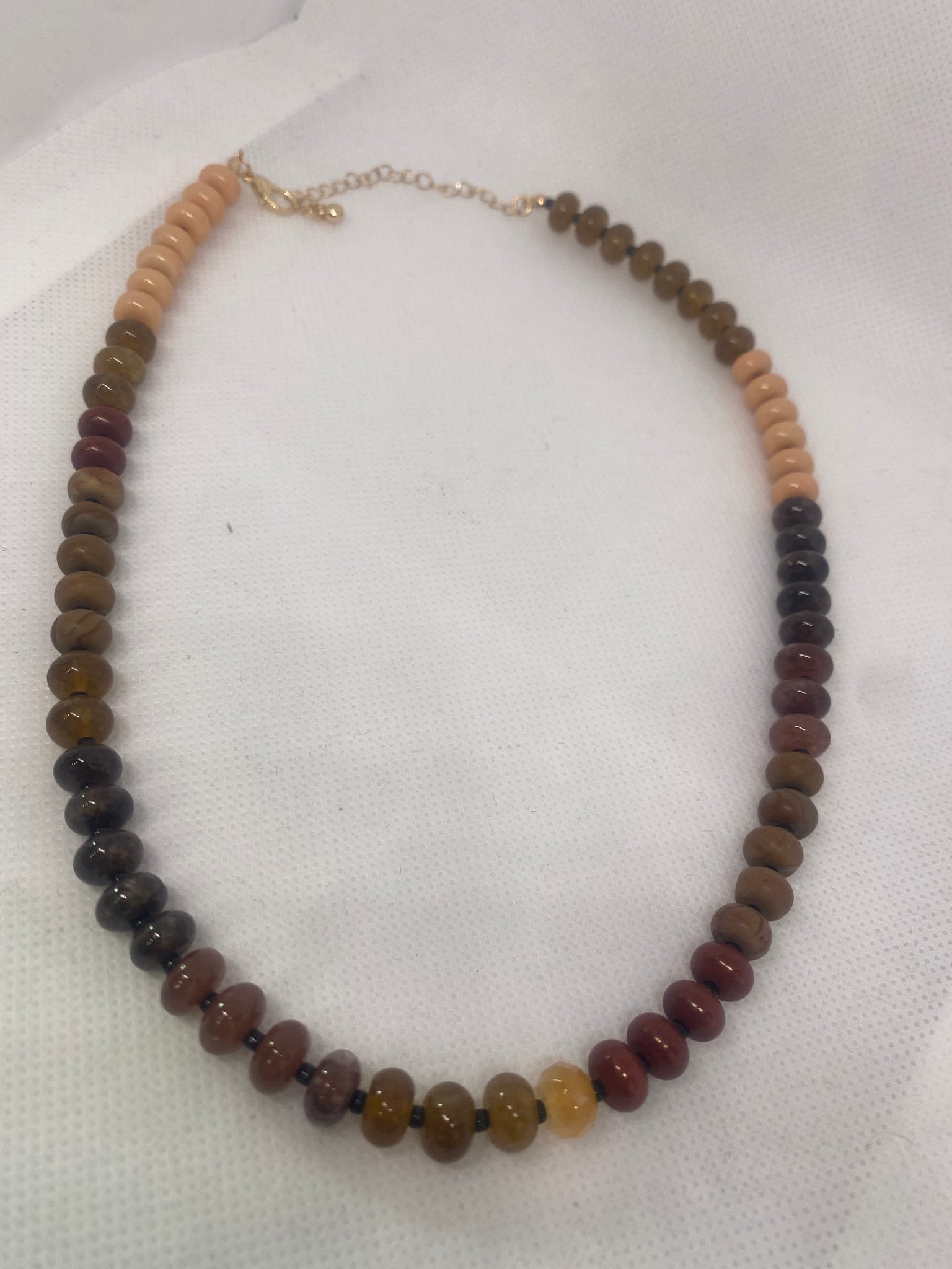 16 inch Brown Beige Colors Quartz Smooth Rondelle Candy Bead Necklace