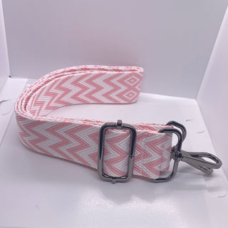 Adjustable Length Pink White Chevron Guitar Purse Strap