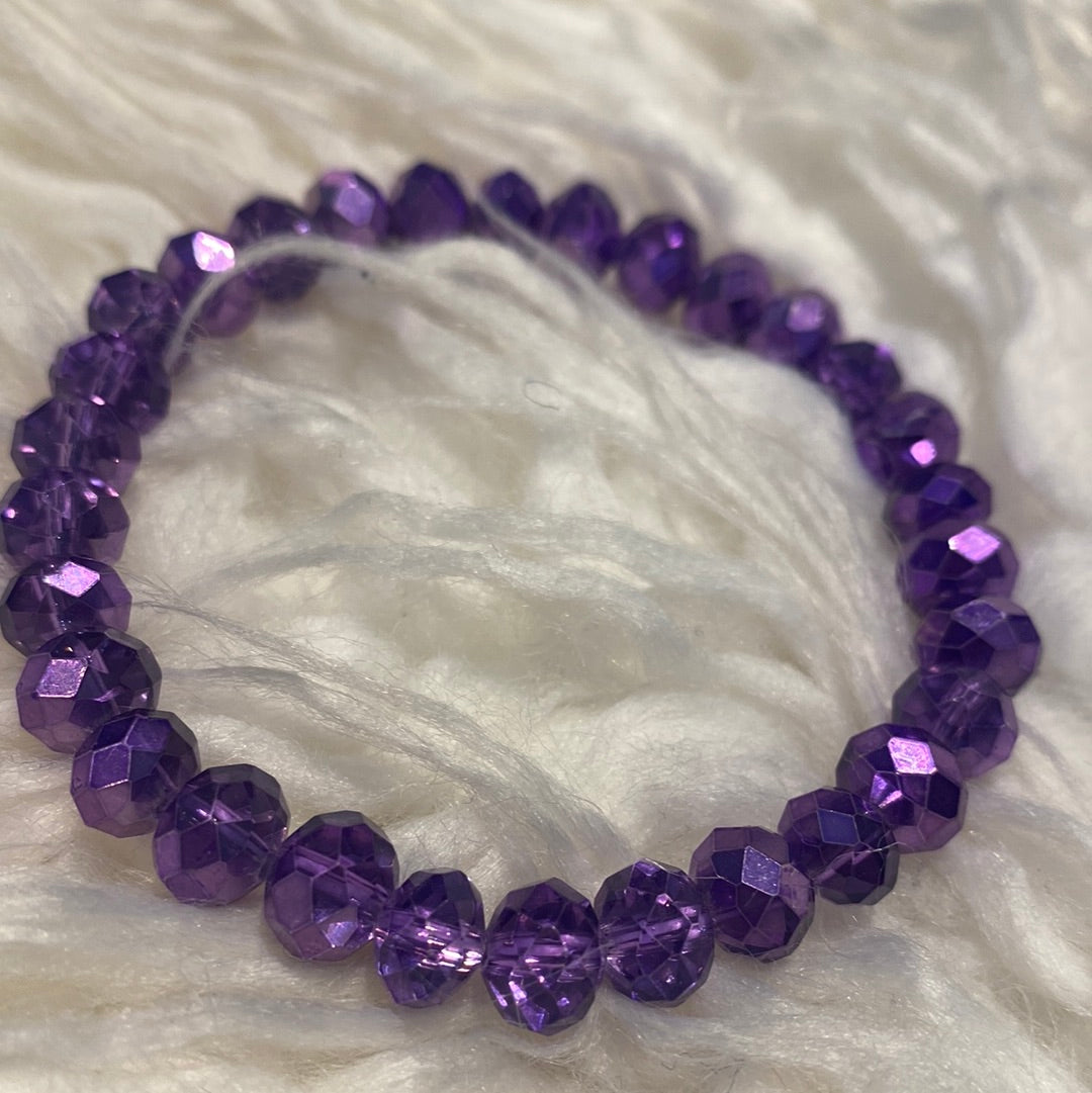 Metallic Purple Stretch Bead Bracelet