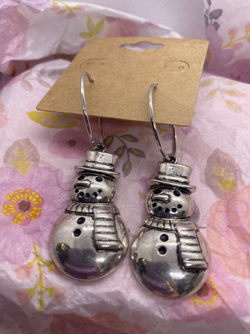 Silver Snowman Earrings