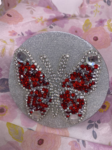 Red Silver Sparkle Butterfly Magnet