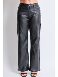 High Rise Straight Leg Faux Leather Pants