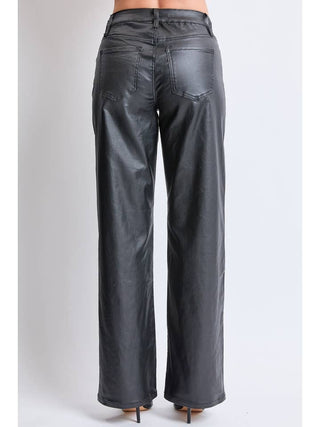 High Rise Straight Leg Faux Leather Pants