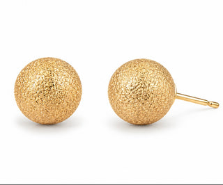 Large Gold Glitter Ball Stud Post Earrings