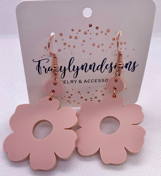 Blush Acrylic Blossum Rose Gold Earring