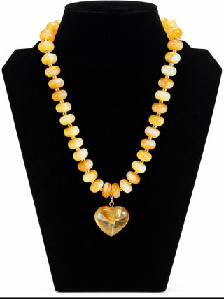 Golden Honey Heart Pendant Necklace