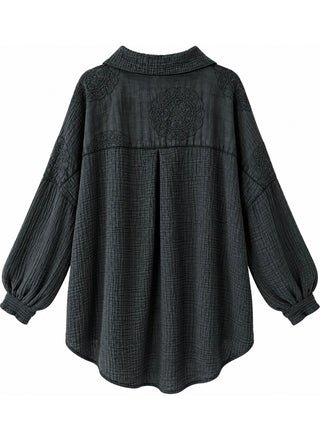 Made in Italy Sequin Trim High Lo Black Tunic Top
