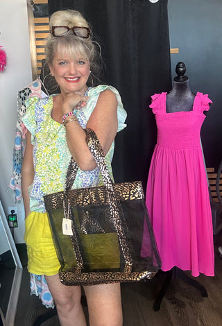 Metallic Glitter Shimmer Mesh Tote Bag