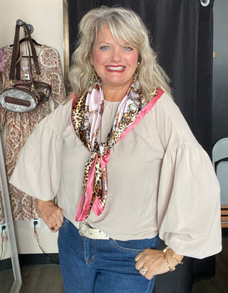 Peach Leopard Print Square Silky Satin Scarf